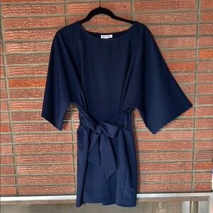Prologue Dark Blue Mini Dress with Belted Waist